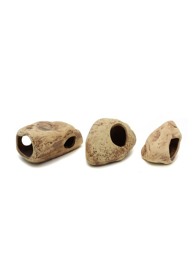 ALEGI Stackable Aquarium Ceramic Decorations Rock Caves,Betta Fish Tank Decor Accessories,Hideaway for Shrimp Cichlid Hiding Breeding Spawning (Set of 3) - Image 3